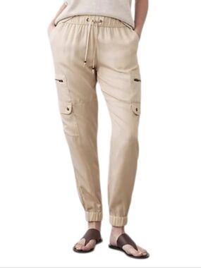BANANA REPUBLIC FACTORY Beige Tencel High Rise Ankle Cargo Joggers S